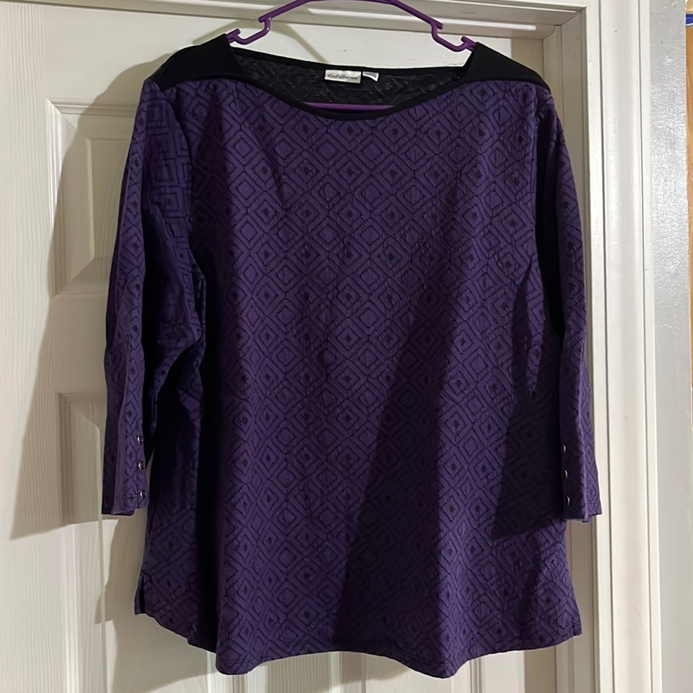 2/$10 Croft & Barrow Purple & Black Dress Top